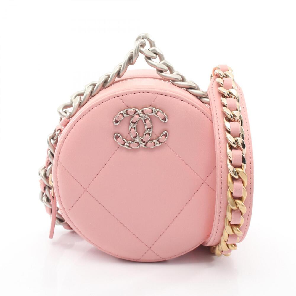 Chanel Matelasse Round Shoulder Bag Lambskin Sheepskin Leather Pink